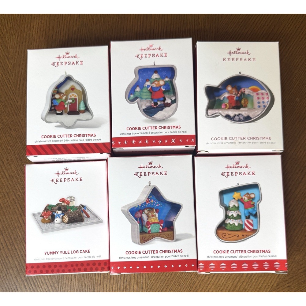 Hallmark Cookie Cutter Christmas 2014-2018 #3-7 + 2013 Yule Log Lot of 6- Lot A